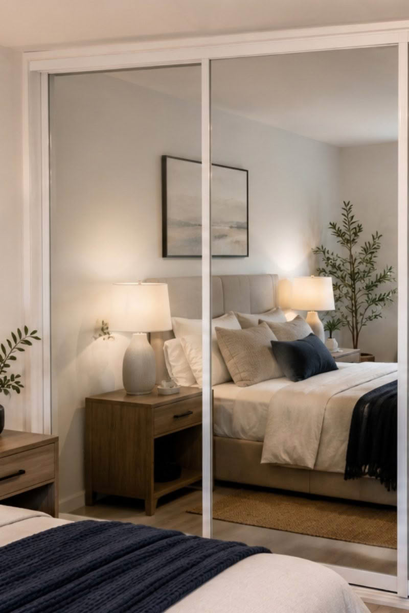 Silent sliding Doors white mirror gallery 1